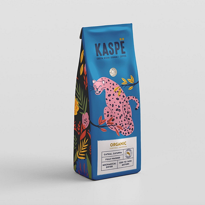 KASPË coffee packaging coffee costa rica graphic design illustration jaguar packaging