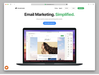 Minutemailer. Email Marketing. Simplified. branding design email green landing page logo logotype marketing ui ux website