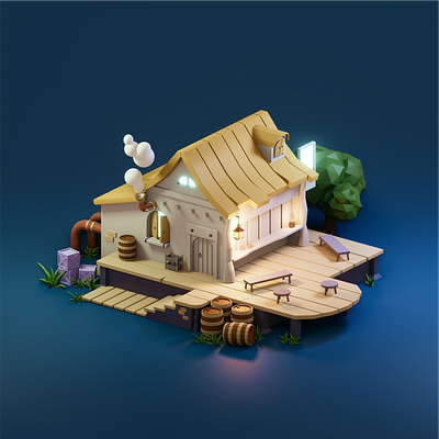 Happy Hut Set 3d design illustration motion graphics