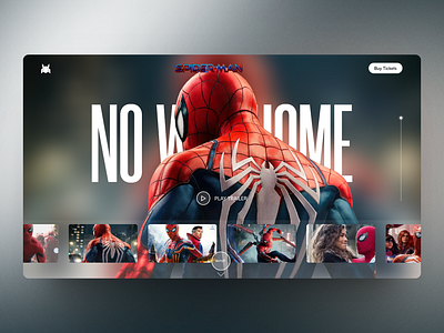 Hero section of spider man movie website ui