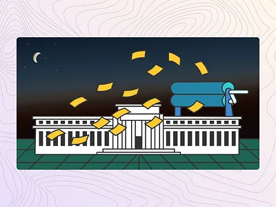 Money Printing Illustration - Night Time 2d graphic design