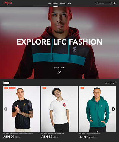 Anfield Shop / YNWA anfieldshop buy ecommerce fashion liverpool liverpoolfc ui