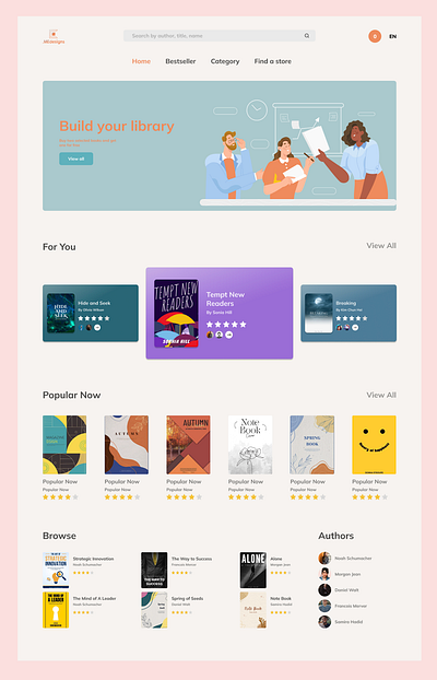 Bookstore Landing Page.... branding daily ui design graphic design illustration logo ui ux ux design vector web app