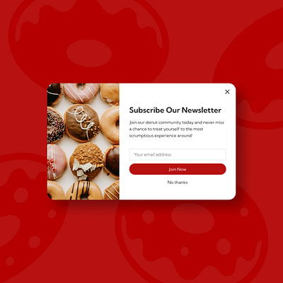 A simple popup window for a donut shop newsletter design donutshop modal popup ui uidesign ux uxdesign webdesign