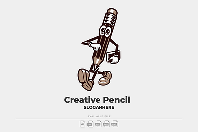 Creative Pencil Mascot animation branding cartoon creative design graphic design icon illustration logo mascot pencil retro stationery vector vintage