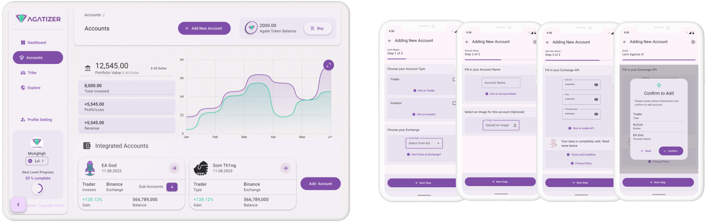 Kinfo Agatizer, Social Trading Platform by Younesi(UX&UI Design) on Dribbble