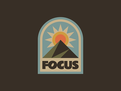 Focus badge camping hiking logo mountain outdoor retro