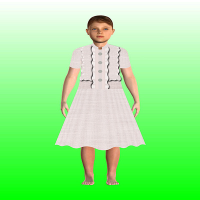 Digital Fashion/Dress’s Girl apparel avatar buttons children clothes collar denim digital fashion dress fabric fashion girl illustration kids linen optitex pleats style wear