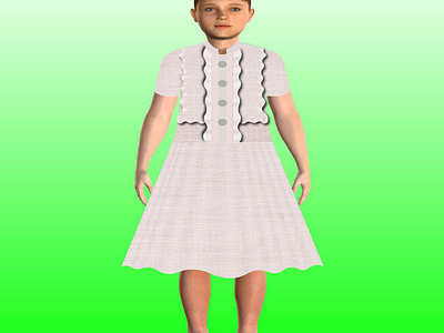 Digital Fashion/Dress’s Girl apparel avatar buttons children clothes collar denim digital fashion dress fabric fashion girl illustration kids linen optitex pleats style wear
