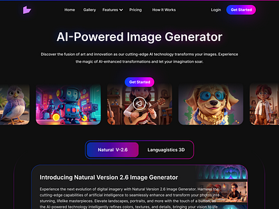 Ai image generator landing page with Webflow branding design figma to webflow landing page ui ux web design web developement webflow webflow developer webflow expert webflow specialist webflow website development website development