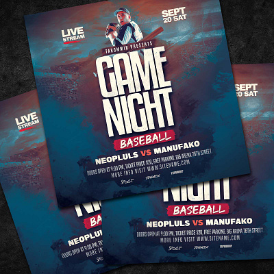 Baseball Game Night Flyer background baseball baseball poster download event flyer flyer psd flyer template game graphic instagram template playoff poster psd sport sports bar