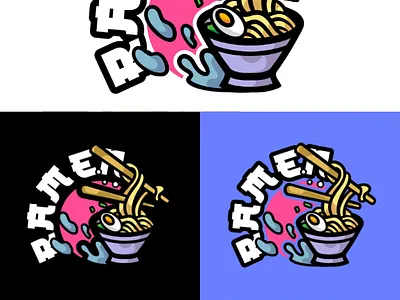 Ramen Noodles Logo bowl business cartoon creative element food food icons illustration isolated japanese japanese food junk food kitchen logo mascot noodle ramen symbol twicth vector