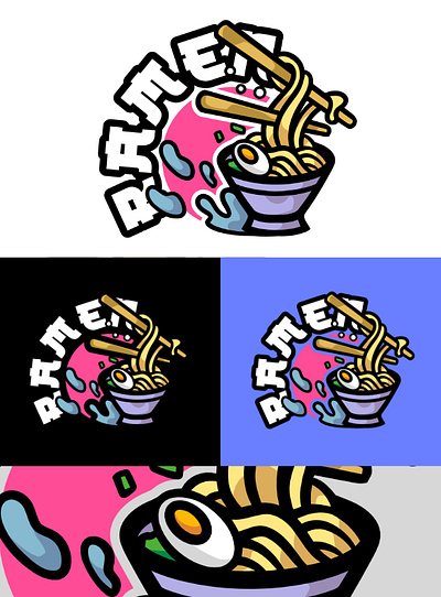 Ramen Noodles Logo bowl business cartoon creative element food food icons illustration isolated japanese japanese food junk food kitchen logo mascot noodle ramen symbol twicth vector