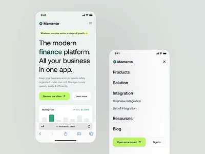 Momento - Responsive Design bank clean design finance financial fintech graphic design ios app mobile design money responsive responsive design transaction ui ui design ux ux design wallet