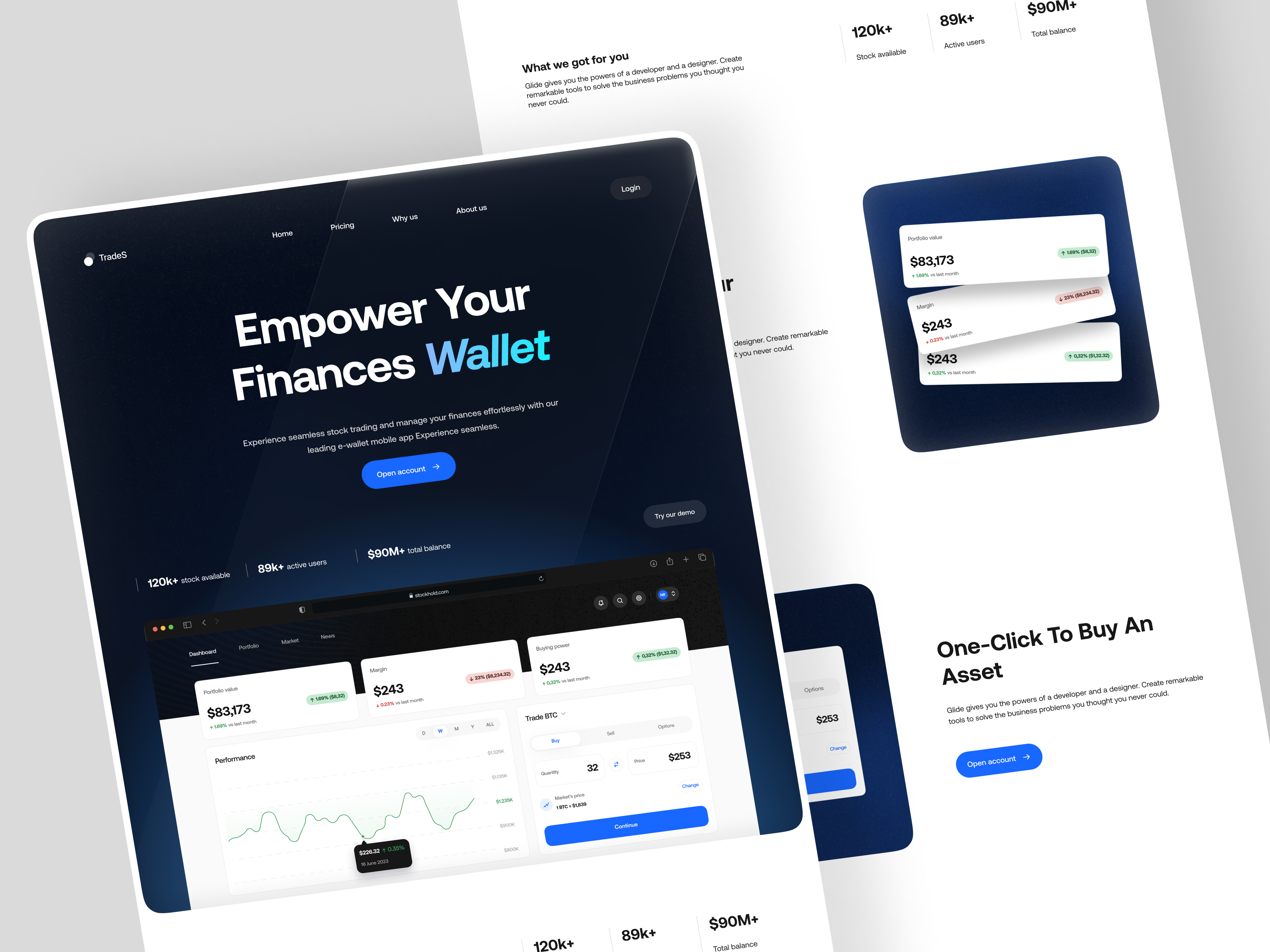 TradeS | Website landing page branding crypto dashboard design finance fullpage graphic design illustration landing page logo market stock ui uidesign ux wallet web webdesign website
