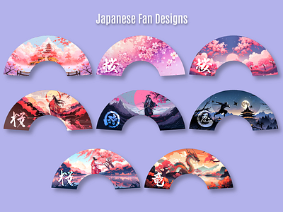 Japanese Fan Designs animation branding design graphic design illustration logo typography ui ux vector