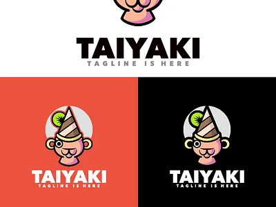 Taiyaki Logo branding business cartoon character cute design fish food funny graphic illustration isolated japanese logo osaka snack symbol taiyaki template vector