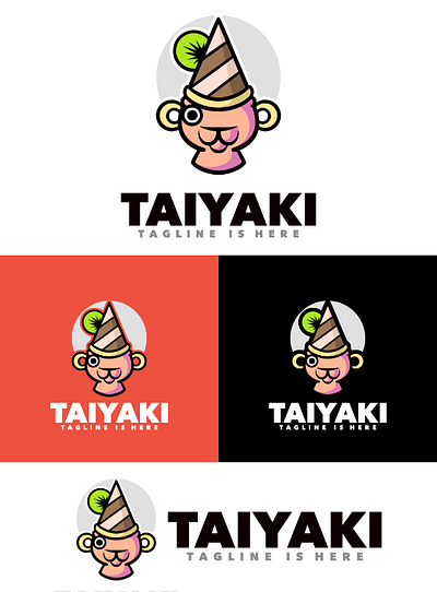 Taiyaki Logo branding business cartoon character cute design fish food funny graphic illustration isolated japanese logo osaka snack symbol taiyaki template vector