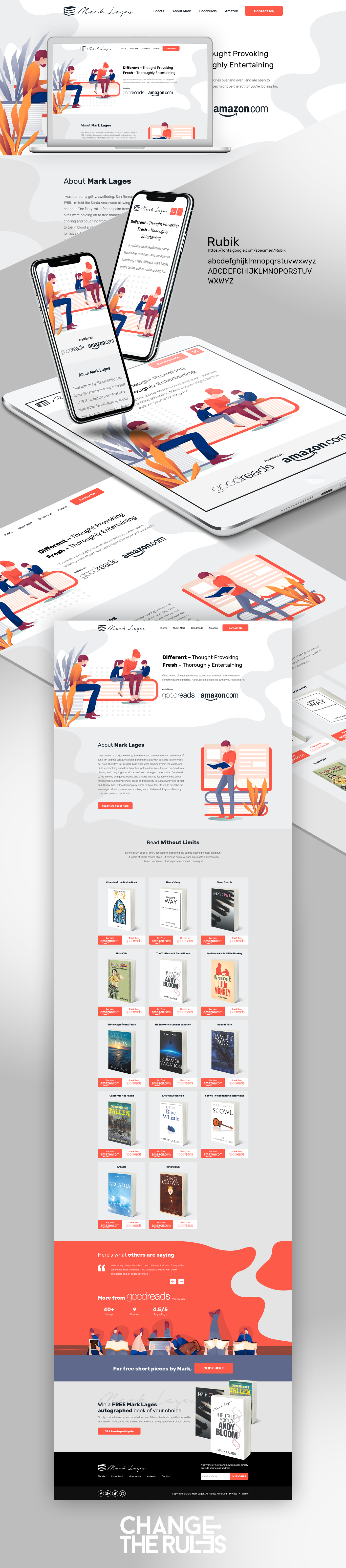 Web Page Design Entry For Fiction Author bootsrap design illustration responsive web design ui ux