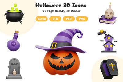 Halloween 3D Icon Set 3d 3d artwork 3d icon app blender blender 3d design graphic design ico illustration ui