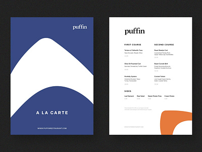 Puffin Restaurant Branding animal branding animal logo apron brand concept brand guidelines branding concept business card chef apron coaster graphic design logomark mark menu design puffin restaurant branding restaurant concept restaurant menu web design website design window sign