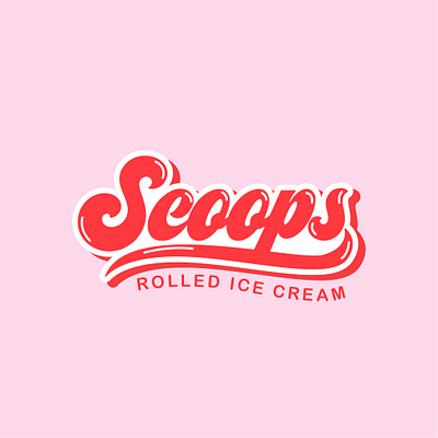 Scoops - Rolled Ice Cream Shop Logo adobe illustrator branding dessert ice cream logo minimal pastel scoop scoops typography