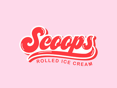 Scoops - Rolled Ice Cream Shop Logo adobe illustrator branding dessert ice cream logo minimal pastel scoop scoops typography