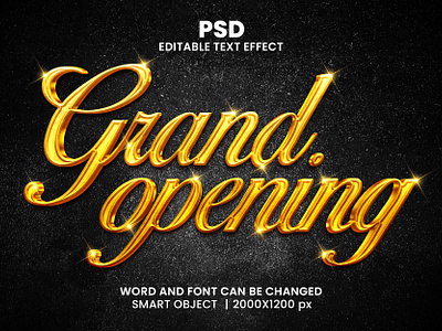 Grand opening luxury golden 3d editable text effect design font effect gold design golden effect golden mockup grand celebrating grand opening title psd mockup