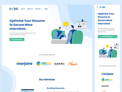 Cvya: Resume Builder Landing Page/Web App careers cv builder app cv maker figma job interview job seeker landing page design resume builder resume online ui ux design website landing page