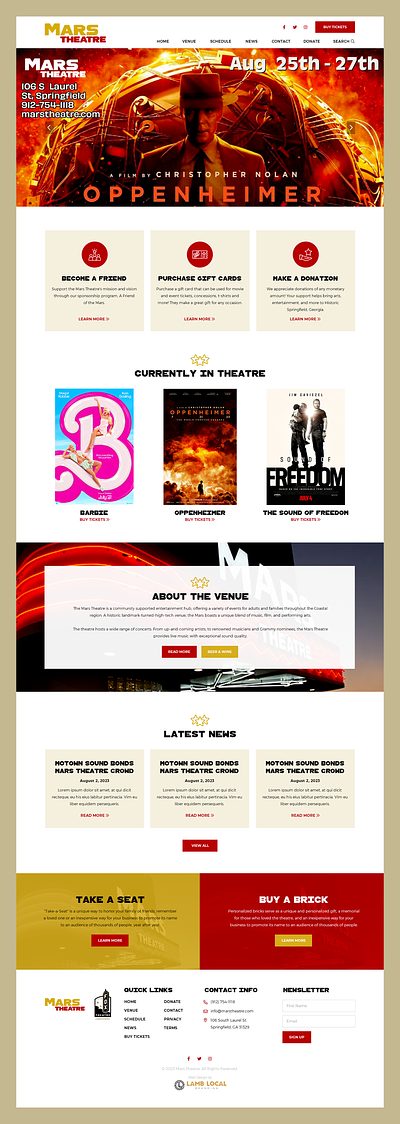Mars Theatre // Web Design arts film movie movie theater movie theatre theater theatre venue web design