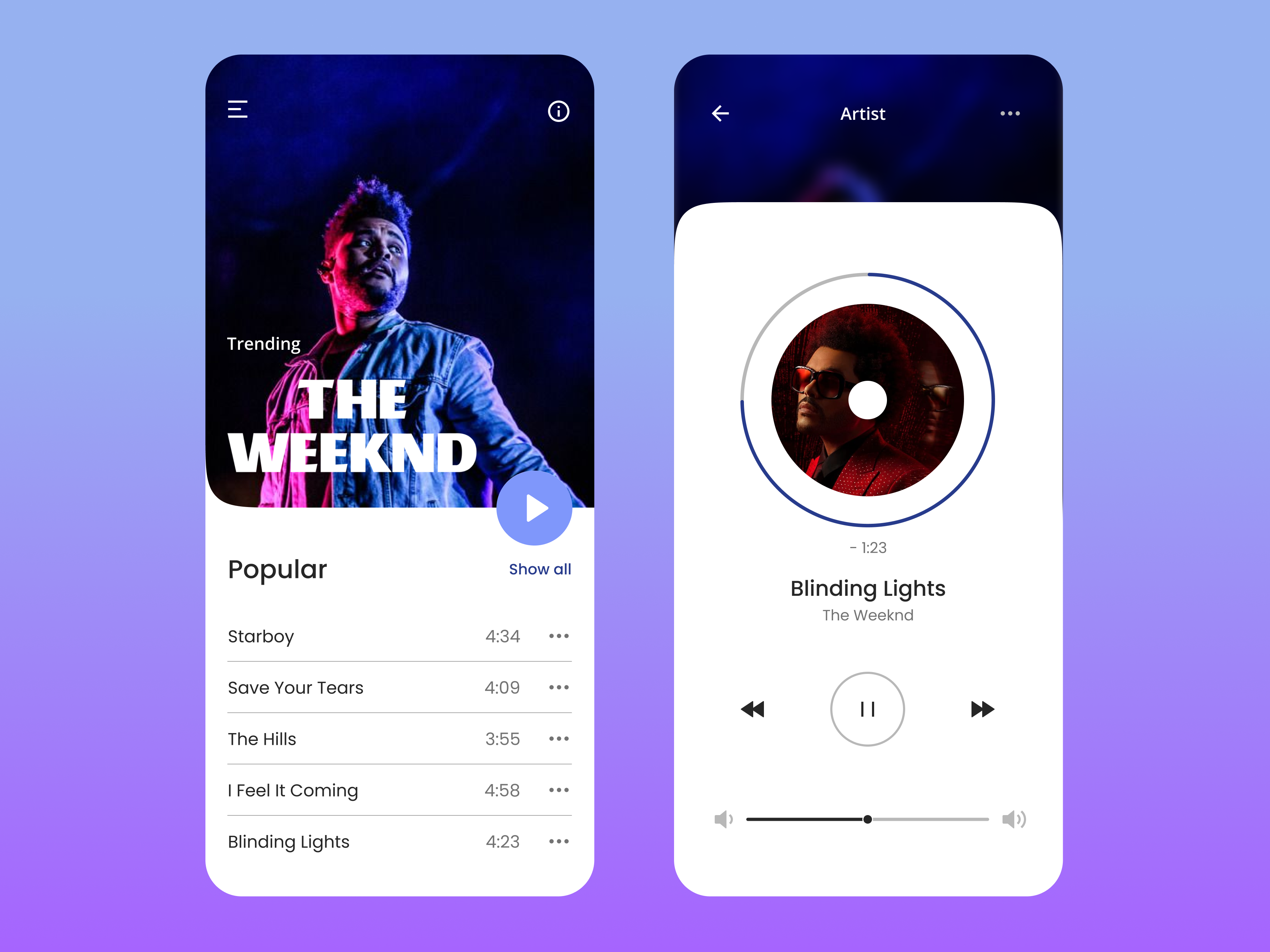 Music Player Mobile UI Design app branding design graphic design illustration logo typography ui ux vector