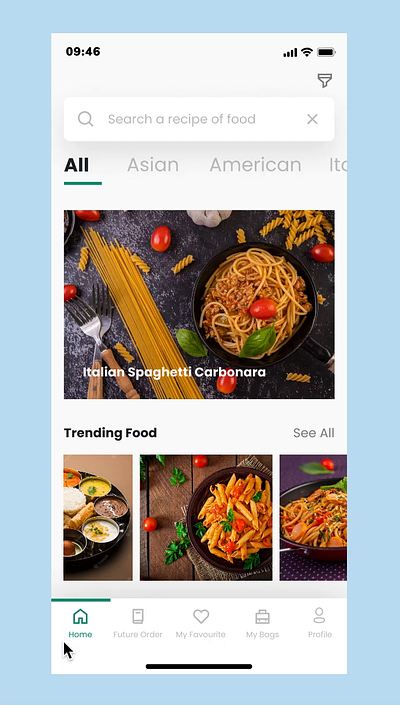 Recipe-sharing platform app animations application delivery figma food ingredients prototyping recipes search share ui user flow user profiles