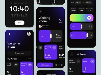 SmartHomeHub-Smart Home App UI KIT automation design home automation motion graphics smart smart home smart lamp smarthome smarthome app smarthouse thermostat user experience userinterface vison pro