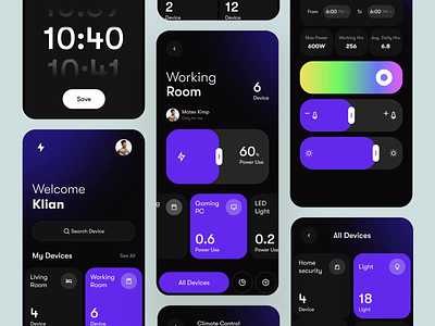 SmartHomeHub-Smart Home App UI KIT automation design home automation motion graphics smart smart home smart lamp smarthome smarthome app smarthouse thermostat user experience userinterface vison pro