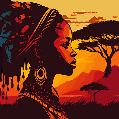 Native African girl design graphic design illustration vector