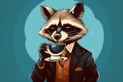 Coffe racoon design graphic design illustration vector