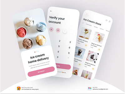 Online Ice-cream Shop App design ecommerce fresh design graphic design icecream mobile app design mobile ui online icecream ui ui design uiuxdesign ux design