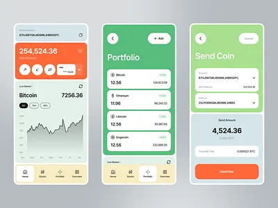 Crypto Wallet app design bitcoin block chain colorful ui crypto crypto app design crypto wallet eth ios design minimal mobile app mobile app design mobile ui report statistic trading ui ui design wallet app