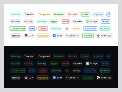 Badge, Pill, and Tags design dribbbble figma kadir miye tags ui ui design ui miye uikit uimiye web design