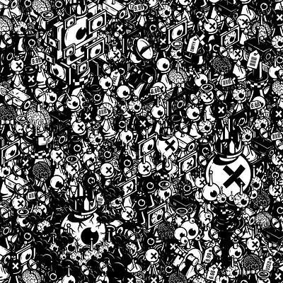 <Crowded/> - The_Pawnies art black white character design crowd dystopic eyes graphic design illustration illustrator isometric nft street art vector vector art