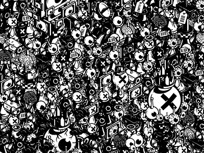 <Crowded/> - The_Pawnies art black white character design crowd dystopic eyes graphic design illustration illustrator isometric nft street art vector vector art