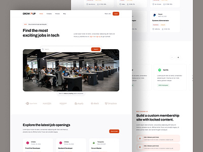 Grow Up Hiring Agency agency animation background clean ui hiring informative landing page minimal orange ui ux website