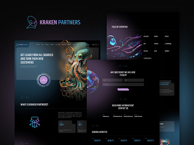 Landing Page Design. Kraken Agency agency black dark deep kraken landing ocean web webdesign website