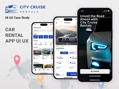 Car Rental App UI UX Design - Case Study android app design appdesign car app ui ux car rent car rental app design carbookingapp carwebsite design designportfolio dribbblecasestudy figma figma design ios app design mobiledesigntrends prototyping rental app ui ui ux design user interface wireframing