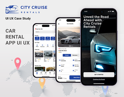 Car Rental App UI UX Design - Case Study android app design appdesign car app ui ux car rent car rental app design carbookingapp carwebsite design designportfolio dribbblecasestudy figma figma design ios app design mobiledesigntrends prototyping rental app ui ui ux design user interface wireframing