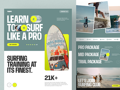 THEMPIC. Surfing Landing Page landing page sports surf surfboard surfing travel agency traveling ui web website