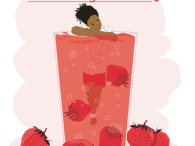 Strawberry Dreams black boy cloud cloudy cold digital art dream dreamy drink fruit print red sleep soda soda pop strawberries summer summer time sweet tshirt