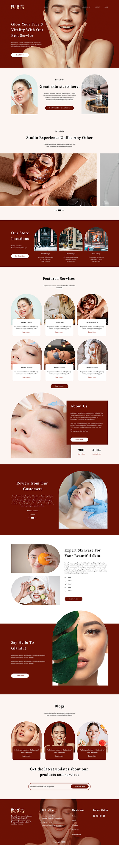 BodyFactory Skin Care Website cosmetic landing page skincare uipixi ux design webpage website