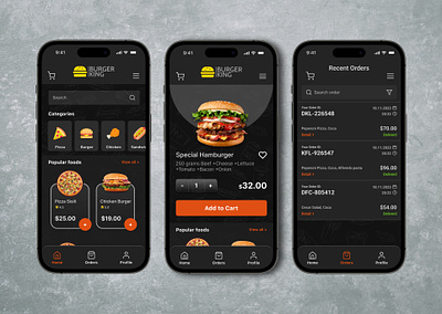Food Application black dark fastfood figma food food application illustrator mobile app responsive design restaurant ui