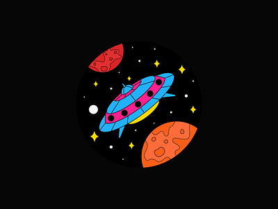 Space adventure adventure art colorful flight graphic design illustration illustrations planet sky space spaceship star